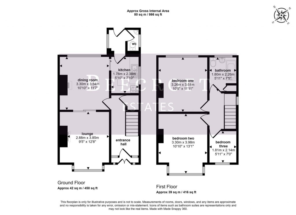 Floorplans For Wood Walk, Wombwell, Barnsley