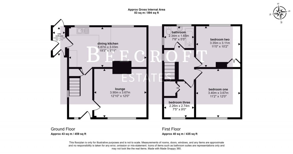 Floorplans For Bellbrooke Avenue, Darfield, Barnsley