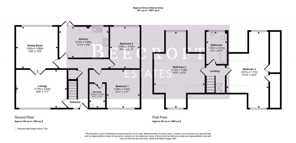 Floorplans For Cemetery Road, Hemingfield, BARNSLEY